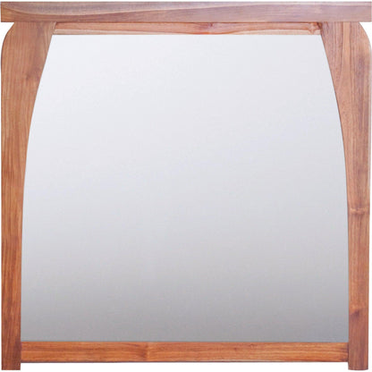 EcoDecors Tranquility 36" W x 35" H EarthyTeak Solid Teak Wood Wall Mirror