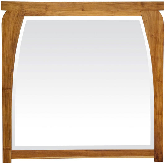EcoDecors Tranquility 36" W x 35" H EarthyTeak Solid Teak Wood Wall Mirror