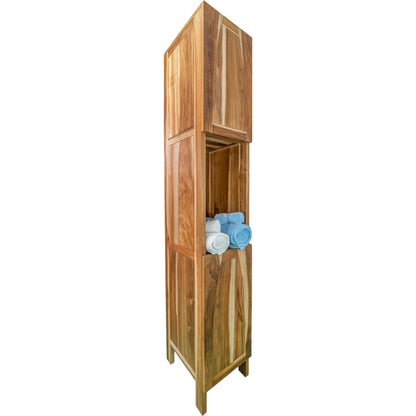 EcoDecors Tranquility 79" EarthyTeak Solid Teak Wood Fully Assembled Freestanding Linen Tower