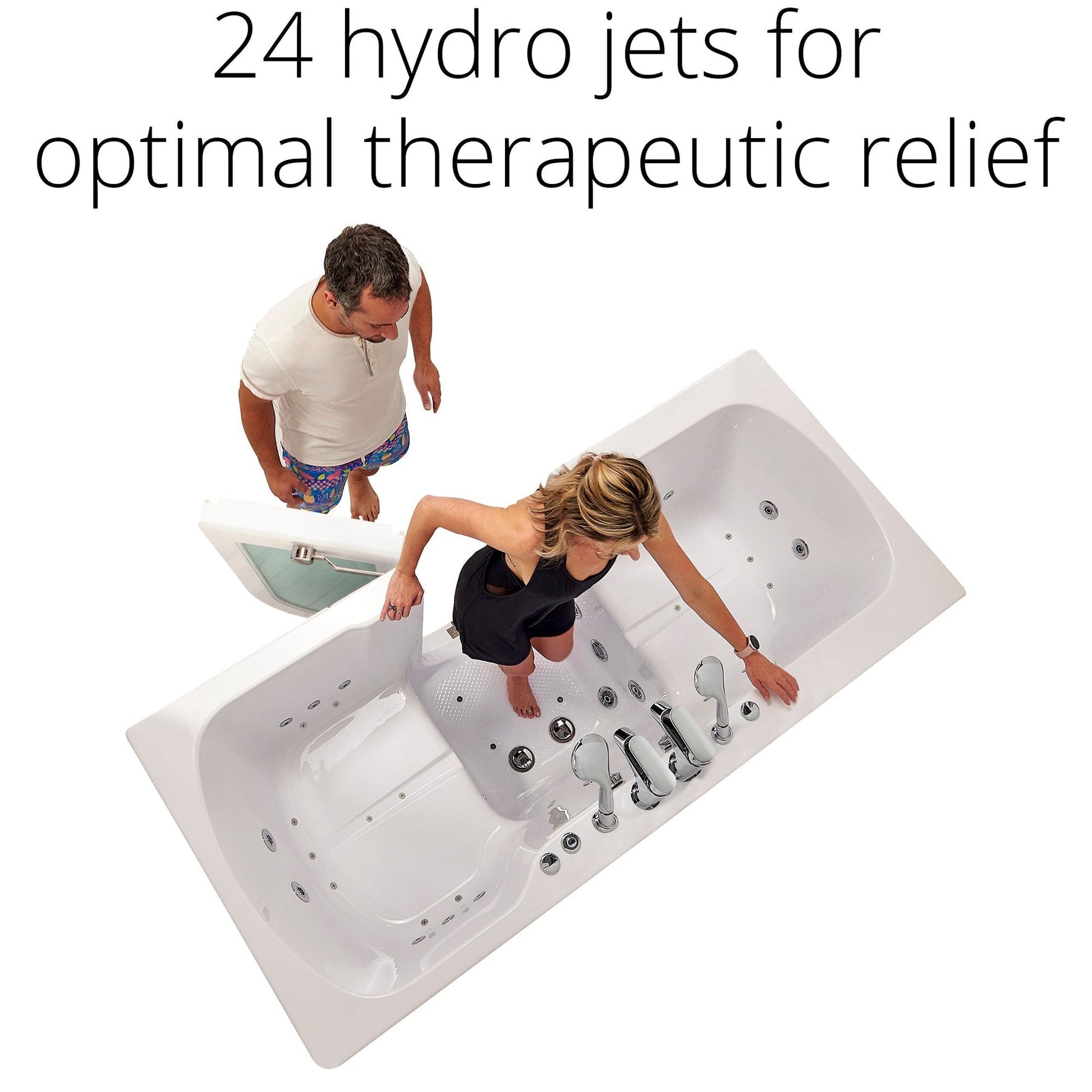 Ella's Bubbles Big4Two 36" x 80" Two-Seated Hydro + Air Massage Walk-In Bathtub With Independent Foot Massage, Two 2-Piece Fast Fill Faucet, 2" Dual Drains and Left U-Shape Outswing Door