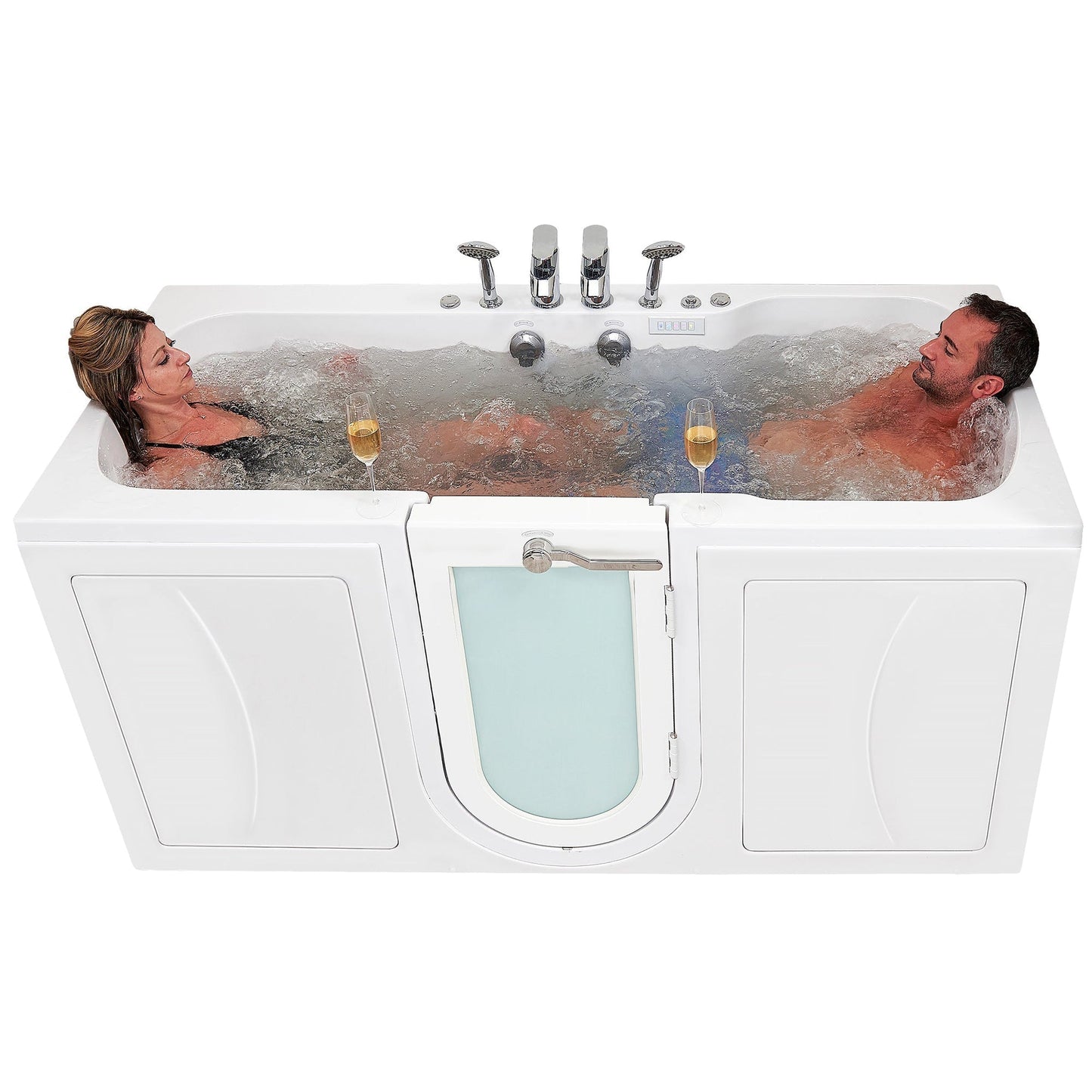 Ella's Bubbles Big4Two 36" x 80" Two-Seated Hydro + Air Massage Walk-In Bathtub With Independent Foot Massage, Two 2-Piece Fast Fill Faucet, 2" Dual Drains and Left U-Shape Outswing Door