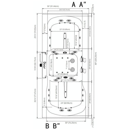 Ella's Bubbles Big4Two 36" x 80" Two-Seated Hydro + Air Massage Walk-In Bathtub With Independent Foot Massage, Two 2-Piece Fast Fill Faucet, 2" Dual Drains and Left U-Shape Outswing Door