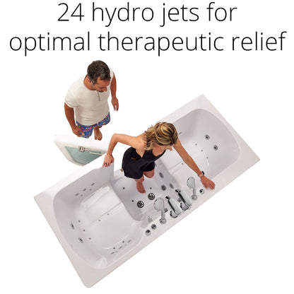 Ella's Bubbles Big4Two 36" x 80" Two-Seated Hydro + Air Massage Walk-In Bathtub With Independent Foot Massage, Two 2-Piece Fast Fill Faucet, 2" Dual Drains and Right U-Shape Outswing Door