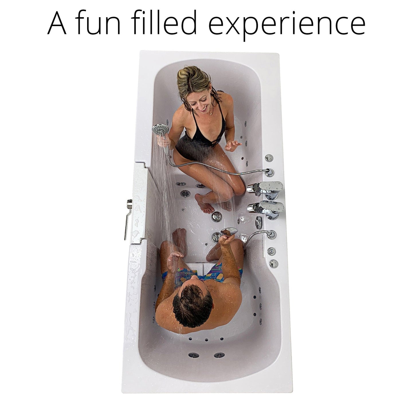 Ella's Bubbles Big4Two 36" x 80" Two-Seated Hydro + Air Massage Walk-In Bathtub With Independent Foot Massage, Two 2-Piece Fast Fill Faucet, 2" Dual Drains and Right U-Shape Outswing Door