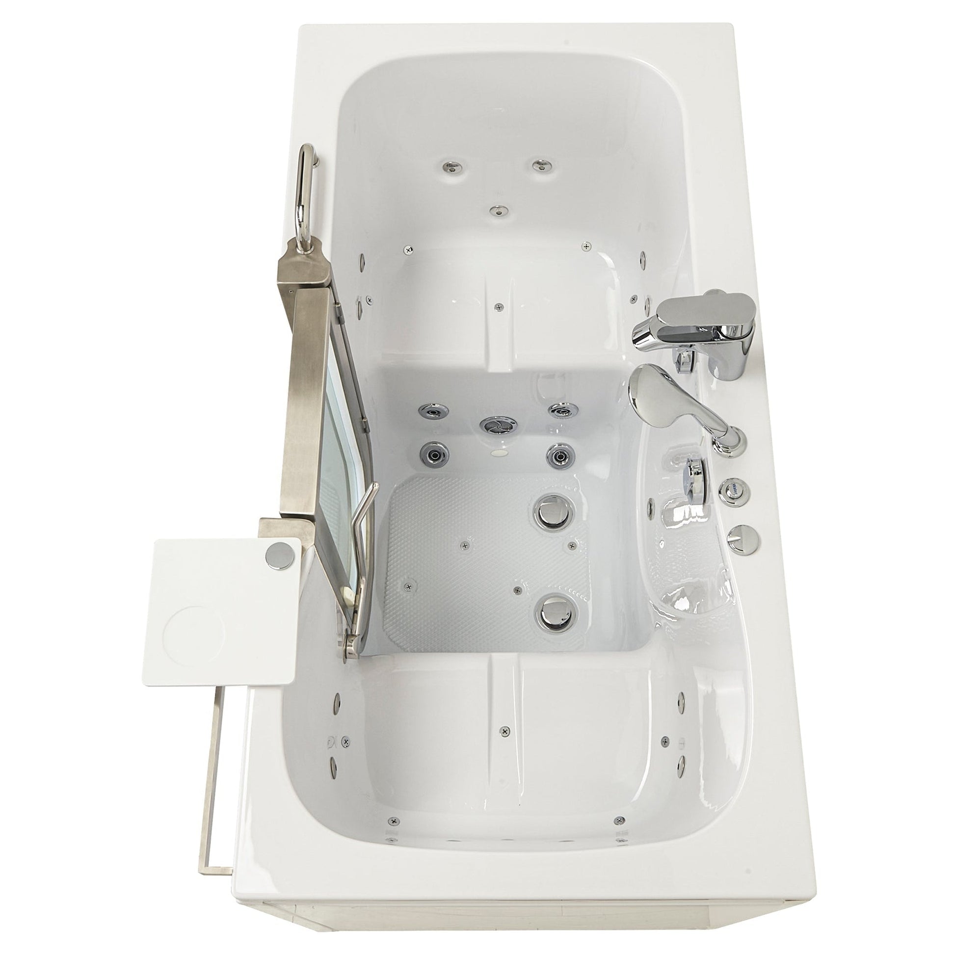 Ella’s Bubbles Companion 32" X 60" Two-Seated Hydro + Air Massage Walk-in Bathtub With Independent Foot Massage, 2 Piece Fast Fill Faucet, 2" Dual Drains and Stainless Steel U-Shape Inward Door