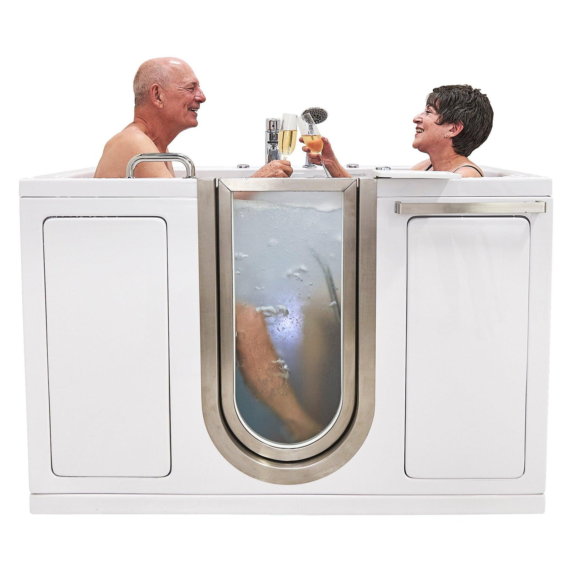 Ella’s Bubbles Companion 32" X 60" Two-Seated Hydro + Air Massage Walk-in Bathtub With Independent Foot Massage, 2 Piece Fast Fill Faucet, 2" Dual Drains and Stainless Steel U-Shape Inward Door