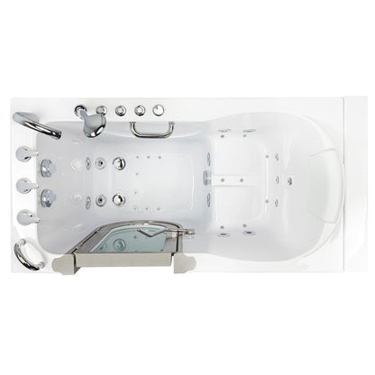 Ella's Bubbles Deluxe 30" x 55" White Acrylic Air and Hydro Massage Walk-In Bathtub With 5-Piece Fast Fill Faucet, 2" Dual Drain and Left Inward Swing Door