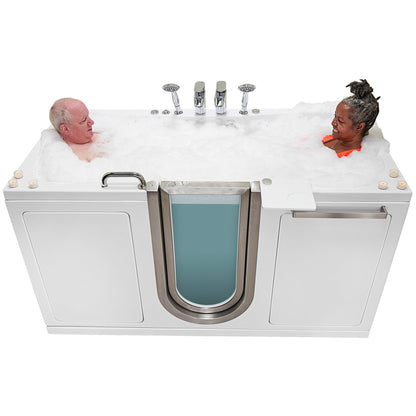 Ella's Bubbles Escape 36" x 72" Two-Seated Hydro + Air Massage Walk-In Bathtub With Independent Foot Massage, Two 2-Piece Fast Fill Faucet, 2" Dual Drains and Left U-Shape Outswing Door