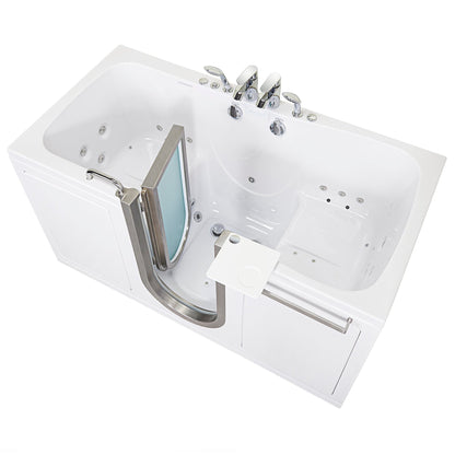 Ella's Bubbles Escape 36" x 72" Two-Seated Hydro + Air Massage Walk-In Bathtub With Independent Foot Massage, Two 2-Piece Fast Fill Faucet, 2" Dual Drains and Left U-Shape Outswing Door