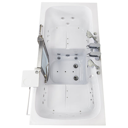 Ella's Bubbles Escape 36" x 72" Two-Seated Hydro + Air Massage Walk-In Bathtub With Independent Foot Massage, Two 2-Piece Fast Fill Faucet, 2" Dual Drains and Left U-Shape Outswing Door