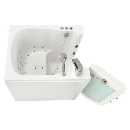 Ella's Bubbles Front Entry 32" x 40" White Acrylic Air and Hydro Massage Walk-In Bathtub With 2 Piece Fast Fill Faucet, 2" Dual Drain and Left Outward Swing Door
