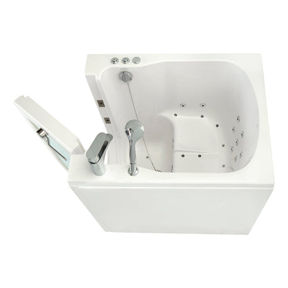 Ella's Bubbles Front Entry 32" x 40" White Acrylic Air and Hydro Massage Walk-In Bathtub With 2 Piece Fast Fill Faucet, 2" Dual Drain and Right Outward Swing Door