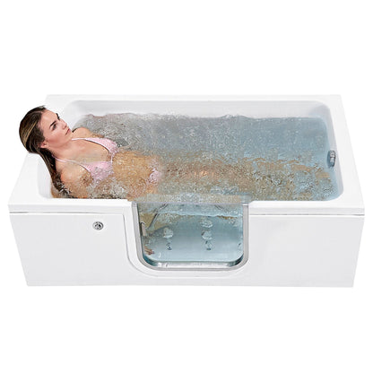 Ella's Bubbles Laydown 30" x 60" White Acrylic Air Massage Walk-In Bathtub With Right Inward Swing Door