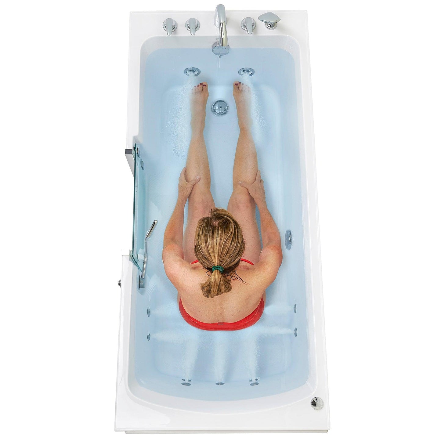 Ella's Bubbles Laydown 30" x 60" White Acrylic Hydro Massage Jet Walk-In Bathtub With Left Inward Swing Door