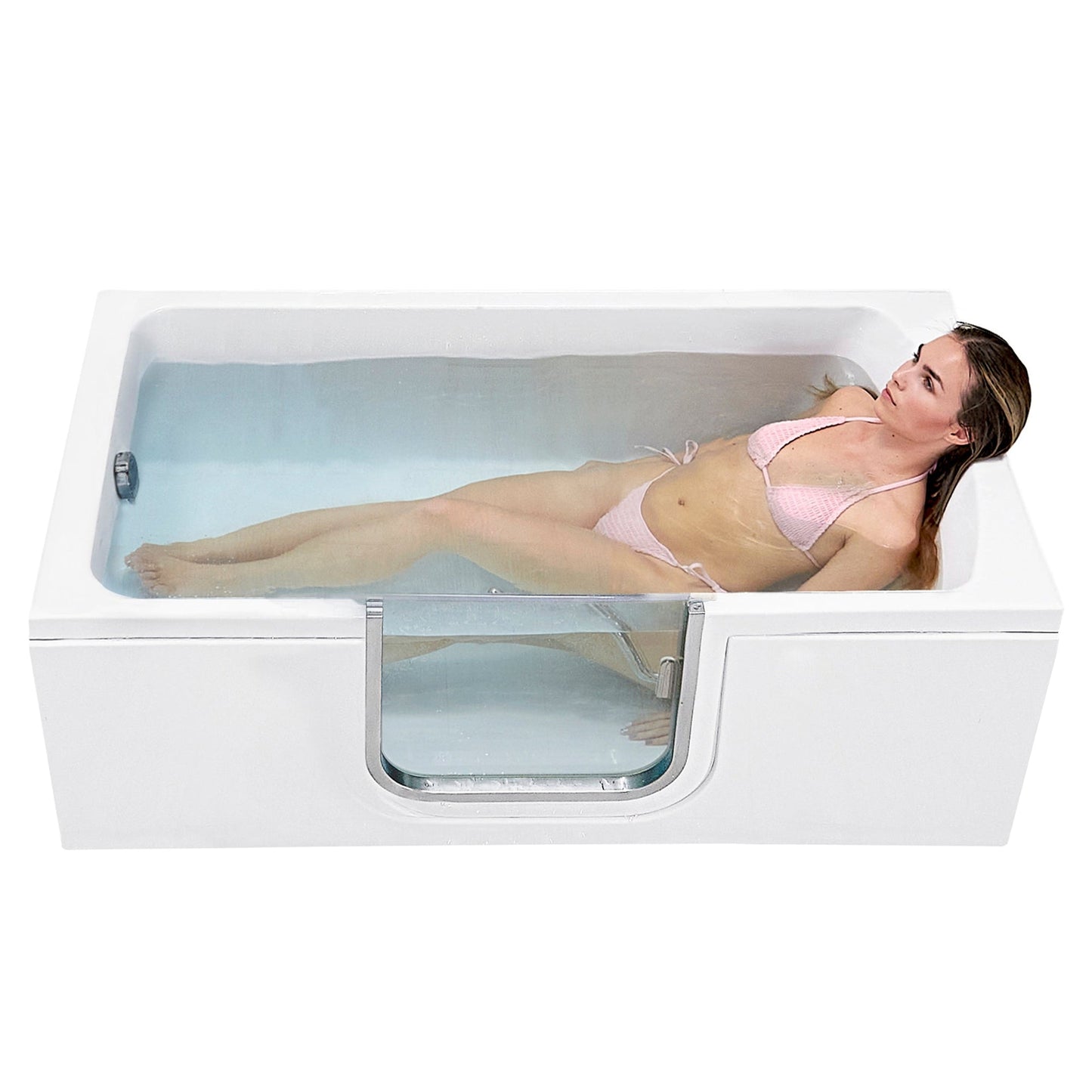 Ella's Bubbles Laydown 30" x 60" White Acrylic Soaking Walk-In Bathtub With Left Inward Swing Door