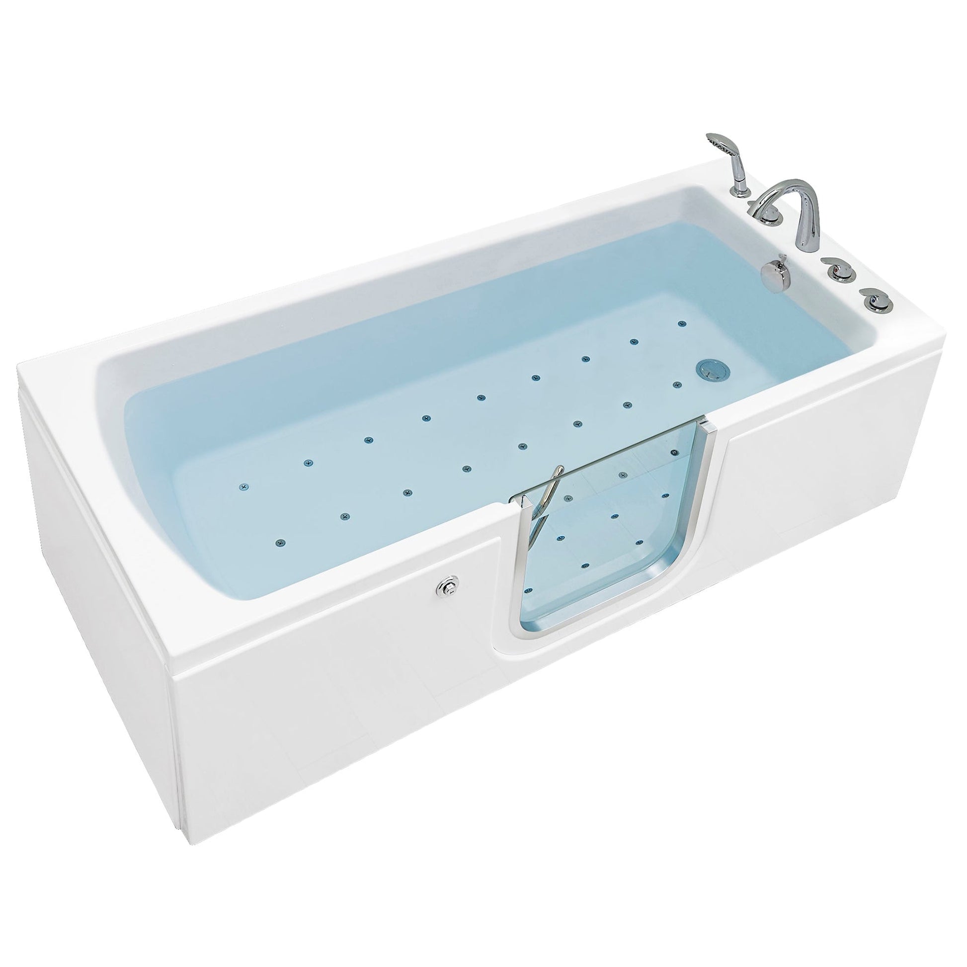 Ella's Bubbles Laydown 32" x 72" White Acrylic Air Massage Walk-In Bathtub With 5-Piece Fast Fill Faucet and Right Inward Swing Door