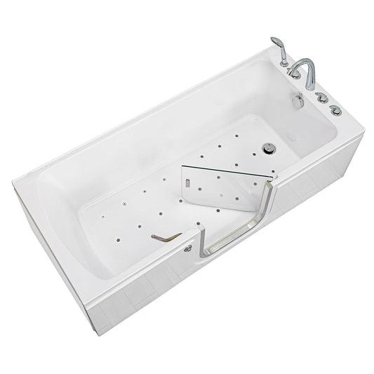Ella's Bubbles Laydown 32" x 72" White Acrylic Air Massage Walk-In Bathtub With 5-Piece Fast Fill Faucet and Right Inward Swing Door