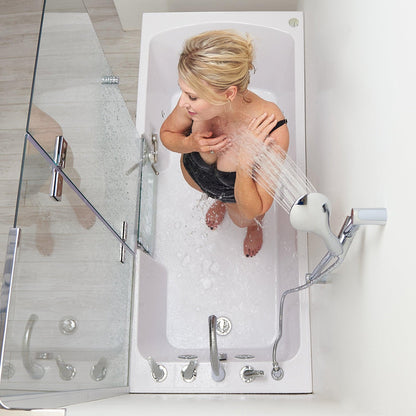 Ella's Bubbles Laydown 32" x 72" White Acrylic Hydro Jet Massage Walk-In Bathtub With 5-Piece Fast Fill Faucet and Left Inward Swing Door
