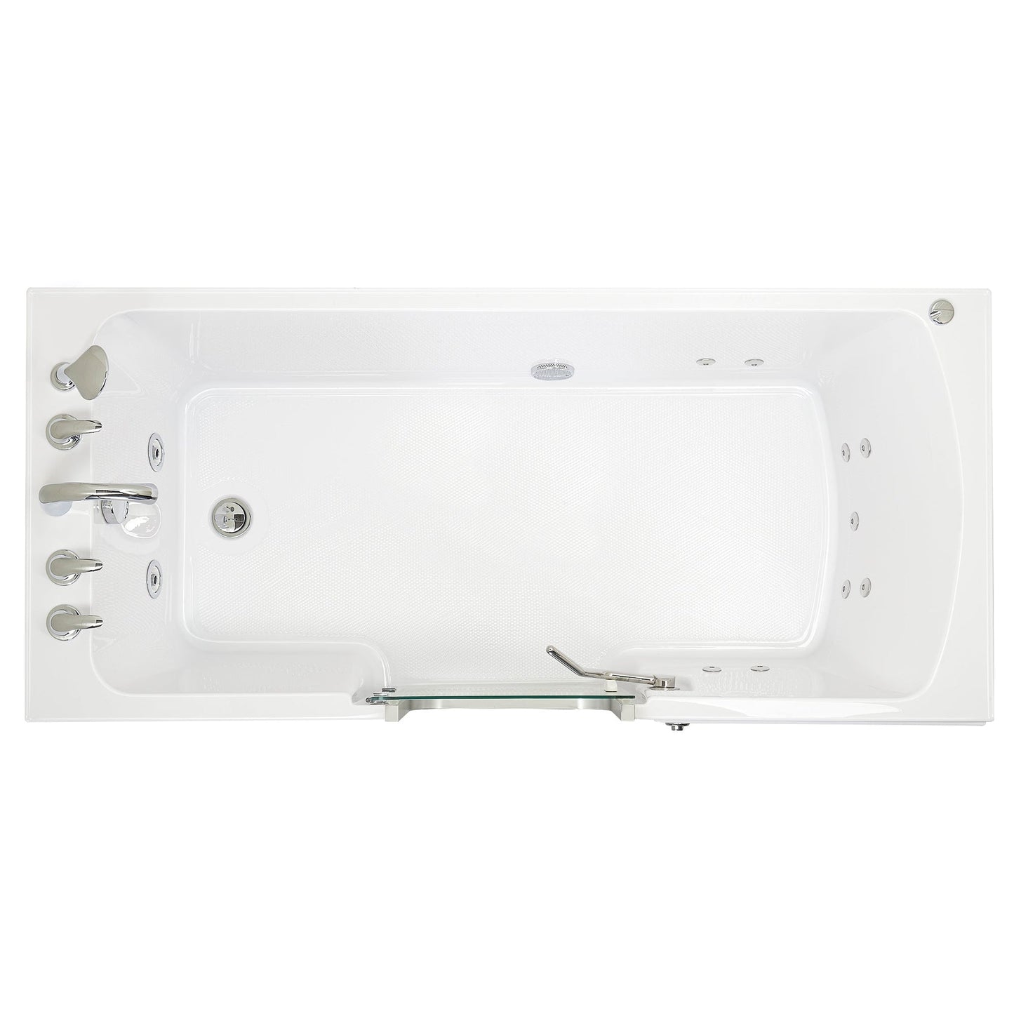 Ella's Bubbles Laydown 32" x 72" White Acrylic Hydro Jet Massage Walk-In Bathtub With 5-Piece Fast Fill Faucet and Left Inward Swing Door