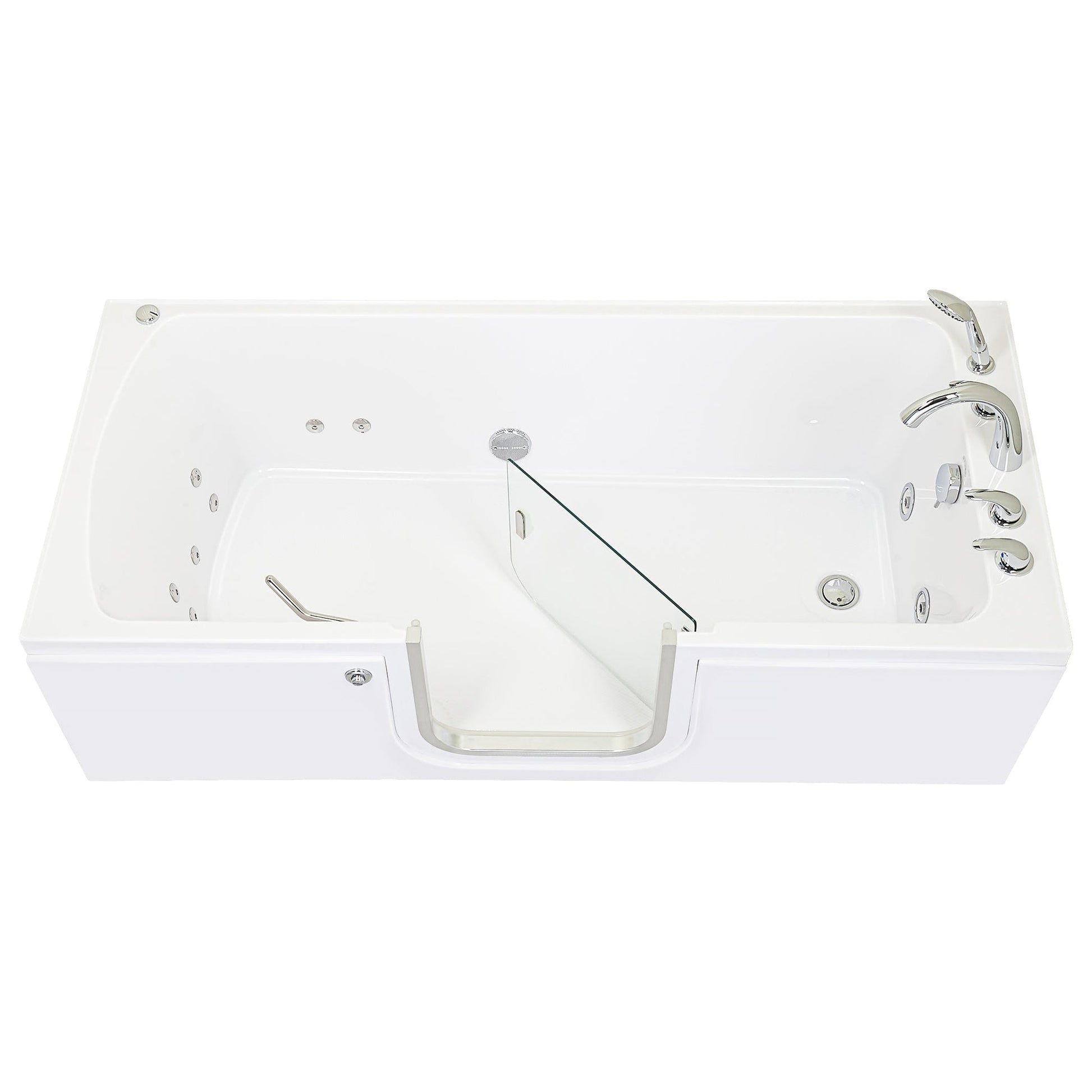 Ella's Bubbles Laydown 32" x 72" White Acrylic Hydro Jet Massage Walk-In Bathtub With 5-Piece Fast Fill Faucet and Right Inward Swing Door