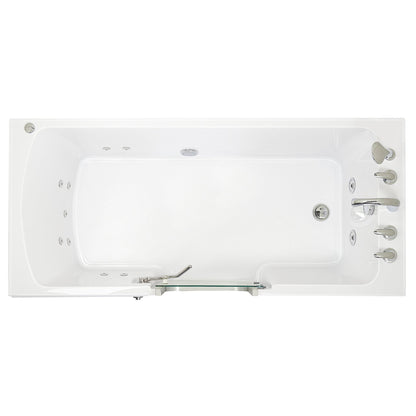 Ella's Bubbles Laydown 32" x 72" White Acrylic Hydro Jet Massage Walk-In Bathtub With 5-Piece Fast Fill Faucet and Right Inward Swing Door