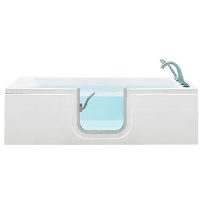 Ella's Bubbles Laydown 32" x 72" White Acrylic Soaking Walk-In Bathtub With Right Inward Swing Door and 5-Piece Fast Fill Faucet