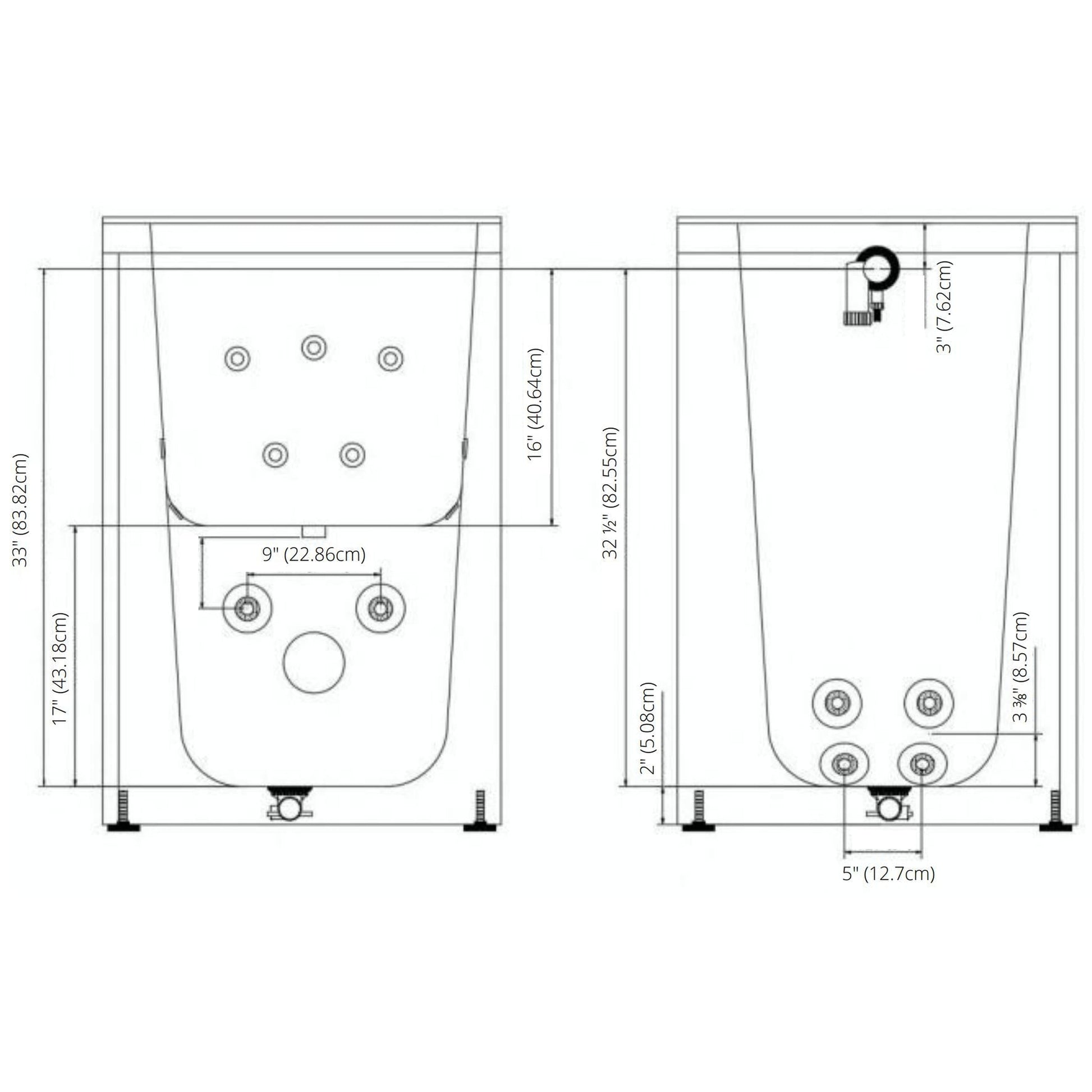 Ella's Bubbles Mobile 26" x 45" White Acrylic Air and Hydro Massage Walk-In Bathtub With 2 Piece Fast Fill Faucet, 2" Dual Drain and Left Outward Swing Door