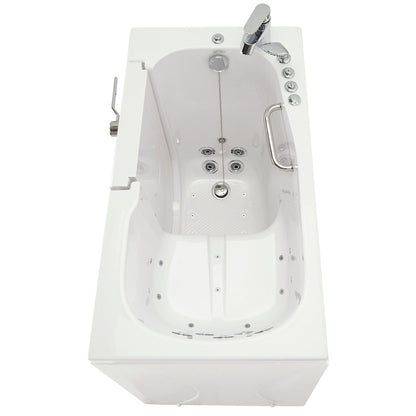 Ella's Bubbles Mobile 26" x 45" White Acrylic Air and Hydro Massage Walk-In Bathtub With 2 Piece Fast Fill Faucet, 2" Dual Drain and Left Outward Swing Door