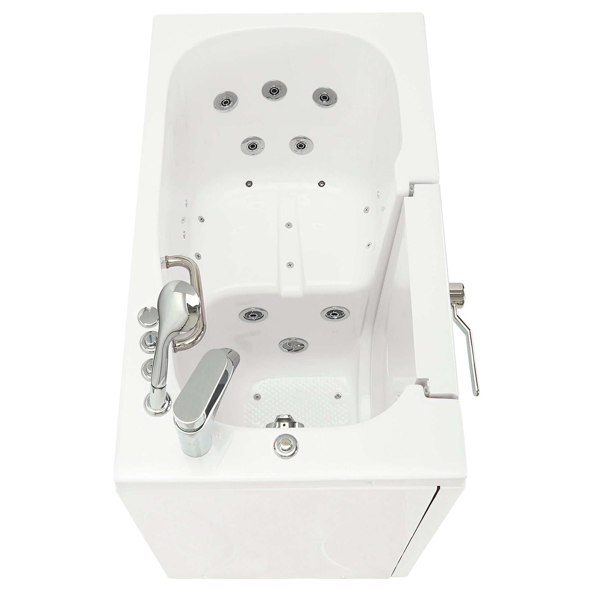 Ella's Bubbles Mobile 26" x 45" White Acrylic Air and Hydro Massage Walk-In Bathtub With 2 Piece Fast Fill Faucet, 2" Dual Drain and Left Outward Swing Door