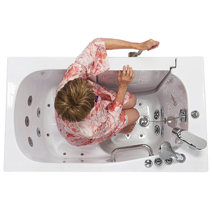 Ella's Bubbles Mobile 26" x 45" White Acrylic Air and Hydro Massage Walk-In Bathtub With 2 Piece Fast Fill Faucet, 2" Dual Drain and Left Outward Swing Door