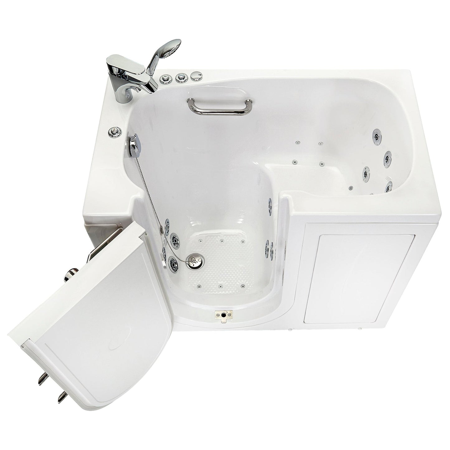 Ella's Bubbles Mobile 26" x 45" White Acrylic Air and Hydro Massage Walk-In Bathtub With 2 Piece Fast Fill Faucet, 2" Dual Drain and Left Outward Swing Door