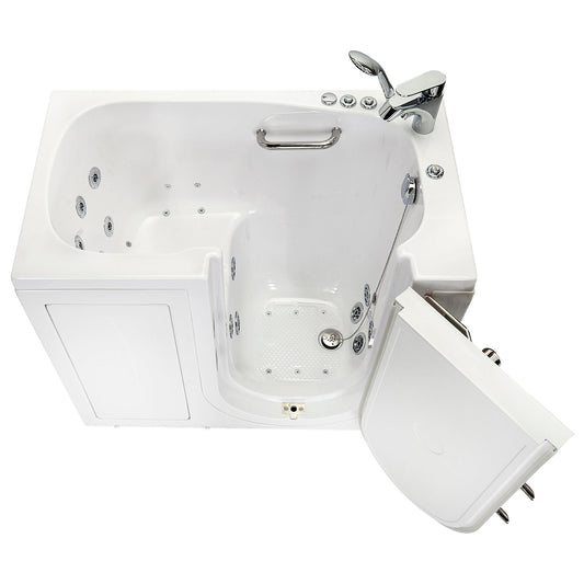 Ella's Bubbles Mobile 26" x 45" White Acrylic Air and Hydro Massage Walk-In Bathtub With 2 Piece Fast Fill Faucet, 2" Dual Drain and Right Outward Swing Door
