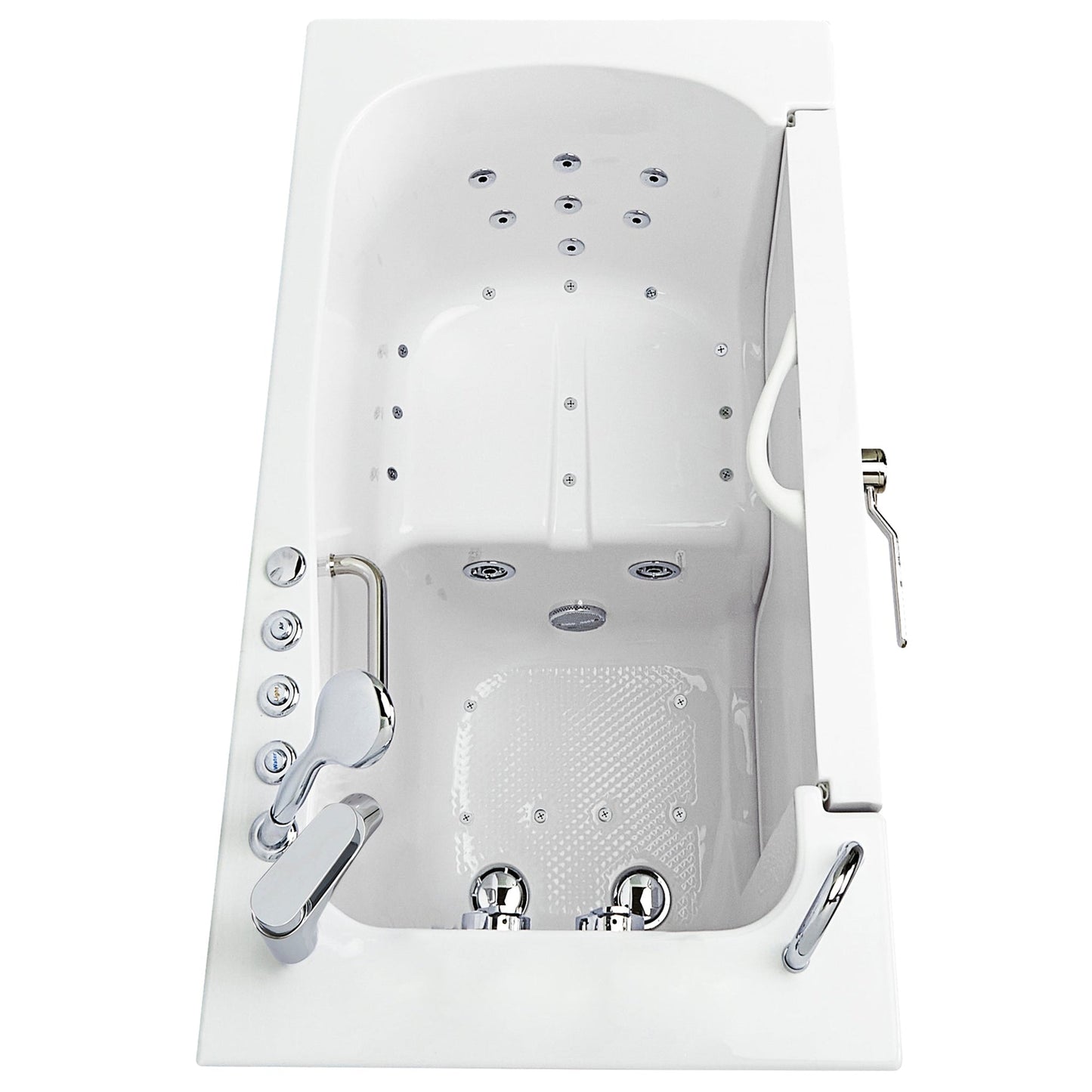 Ella's Bubbles Transfer 26" x 52" White Acrylic Air and Hydro Massage Walk-In Bathtub With 2-Piece Fast Fill Faucet, 2" Dual Drain and Left L-Shape Outswing Door