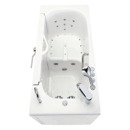 Ella's Bubbles Transfer 26" x 52" White Acrylic Air and Hydro Massage Walk-In Bathtub With 2-Piece Fast Fill Faucet, 2" Dual Drain and Right L-Shape Outswing Door