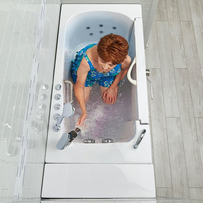 Ella's Bubbles Transfer 30" x 52" White Acrylic Air and Hydro Massage Walk-In Bathtub With 2-Piece Fast Fill Faucet, 2" Dual Drain and Left L-Shape Outswing Door