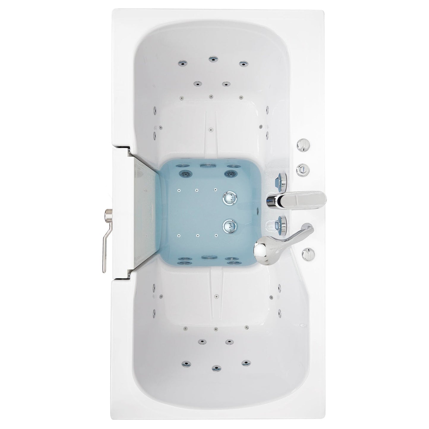 Ella's Bubbles Tub4Two 32" x 60" Two-Seated Hydro + Air Massage Walk-In Bathtub With Independent Foot Massage, 2-Piece Fast Fill Faucet, 2" Dual Drains and Right U-Shape Outswing Door