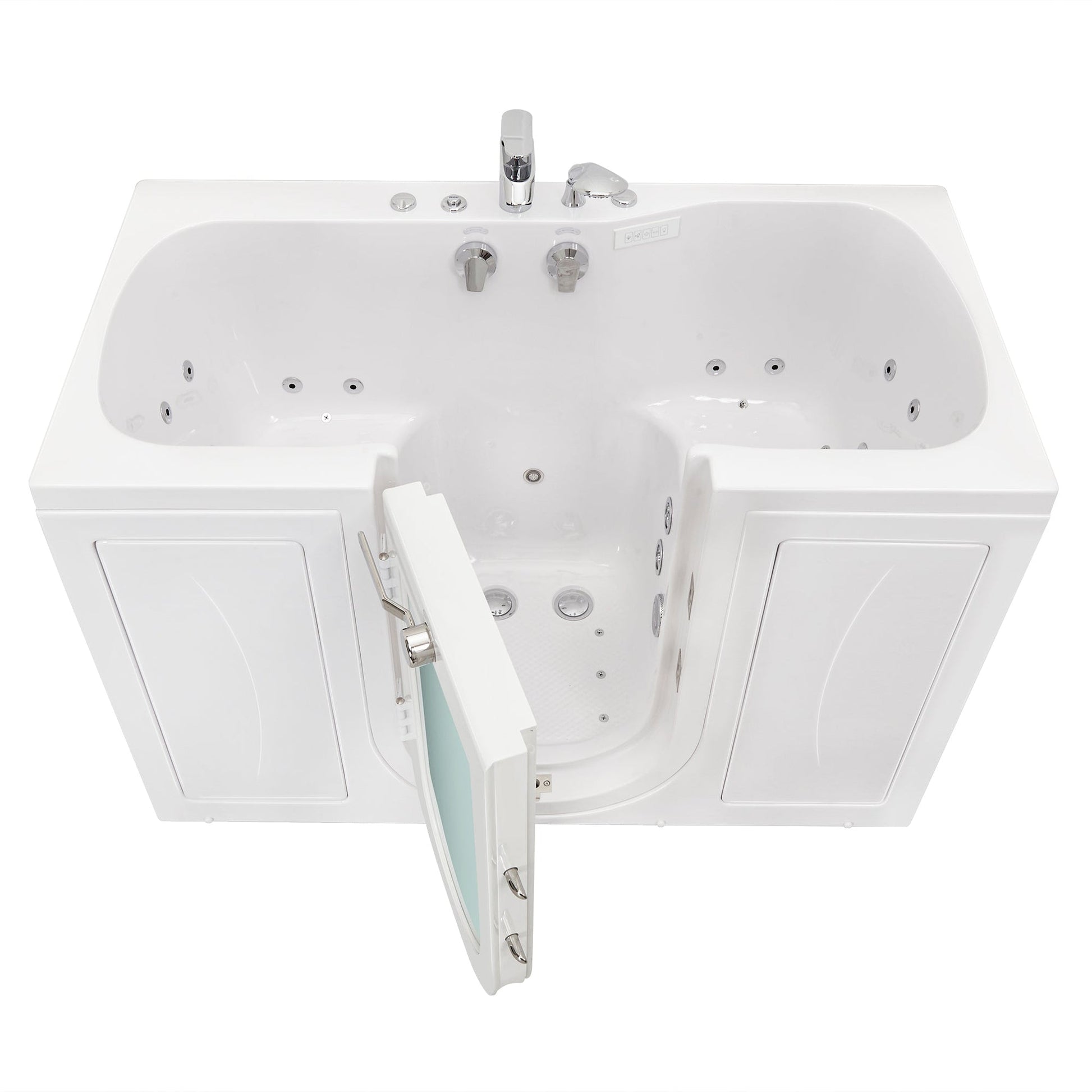 Ella's Bubbles Tub4Two 32" x 60" Two-Seated Hydro + Air Massage Walk in Bathtub With Independent Foot Massage, 2 Piece Fast Fill Faucet, 2" Dual Drains and Left U-Shape Outswing Door