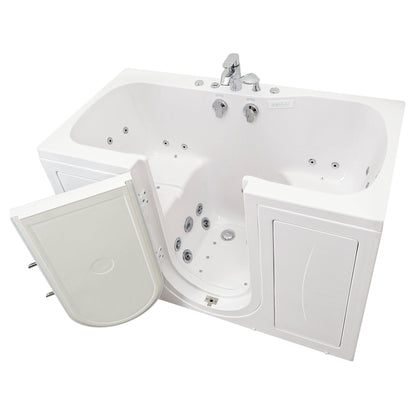 Ella's Bubbles Tub4Two 32" x 60" Two-Seated Hydro + Air Massage Walk in Bathtub With Independent Foot Massage, 2 Piece Fast Fill Faucet, 2" Dual Drains and Left U-Shape Outswing Door