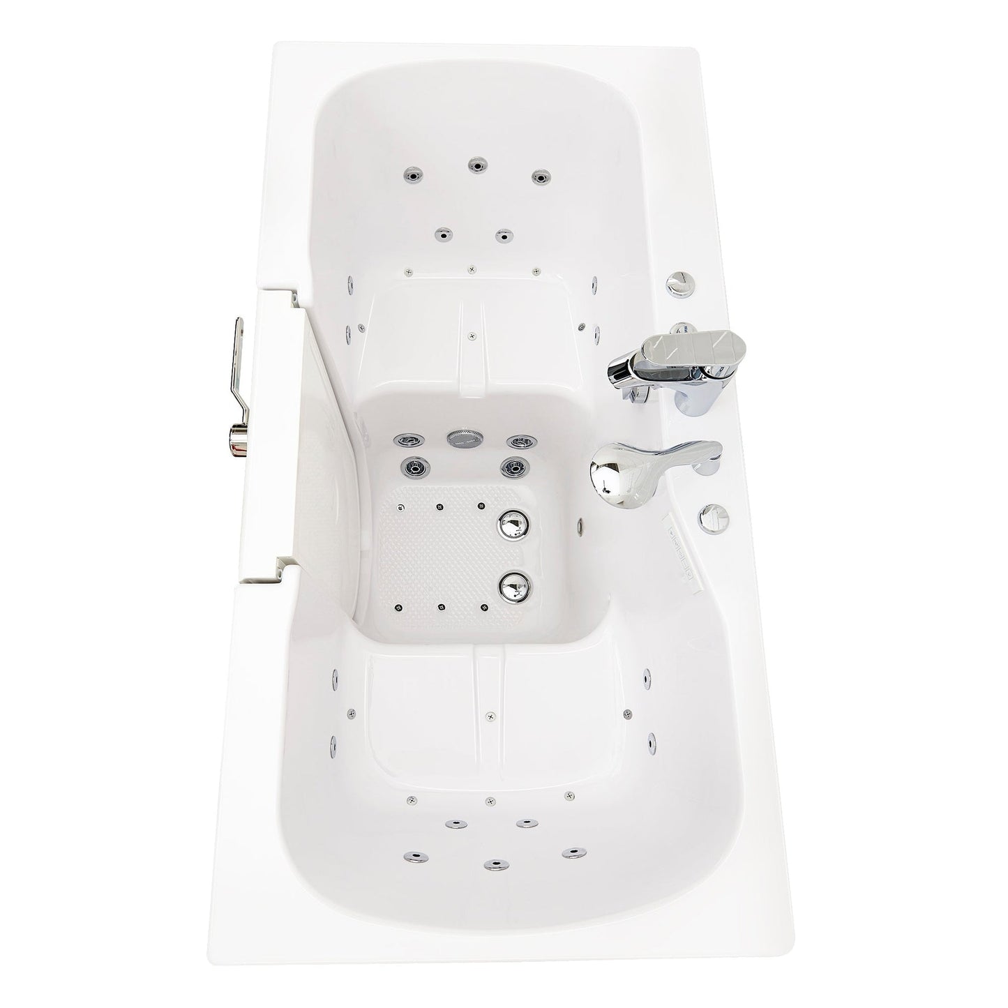 Ella's Bubbles Tub4Two 32" x 60" Two-Seated Hydro + Air Massage Walk in Bathtub With Independent Foot Massage, 2 Piece Fast Fill Faucet, 2" Dual Drains and Left U-Shape Outswing Door