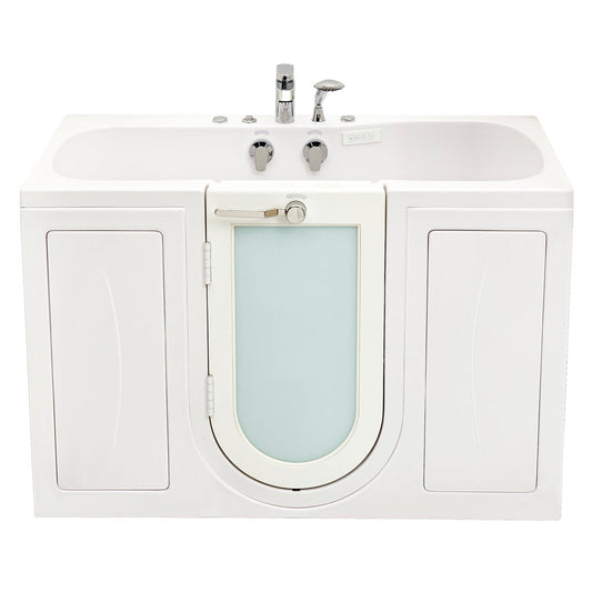 Ella's Bubbles Tub4Two 32" x 60" Two-Seated Hydro + Air Massage Walk in Bathtub With Independent Foot Massage, 2 Piece Fast Fill Faucet, 2" Dual Drains and Left U-Shape Outswing Door