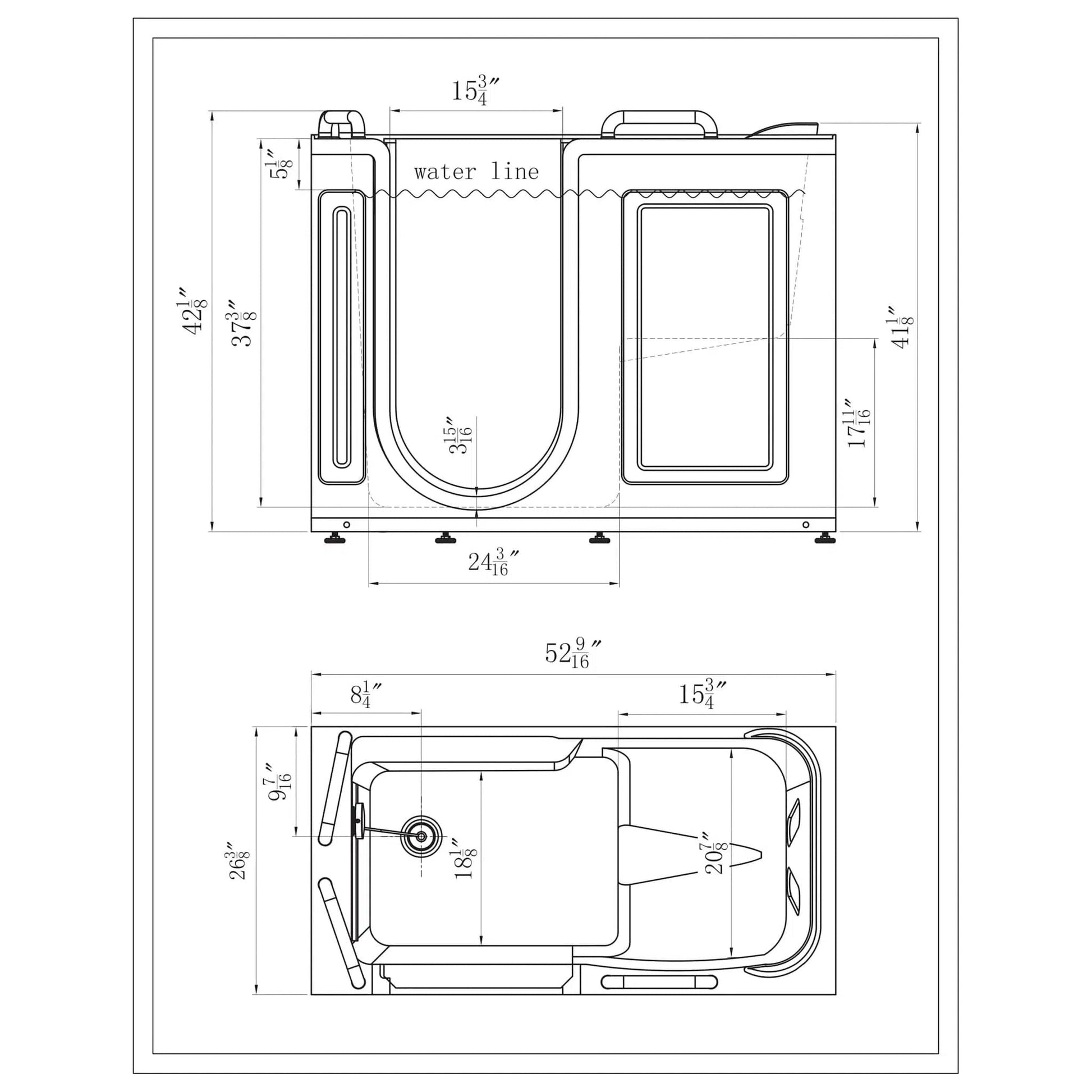 Empava 53" Freestanding Walk-in Soaking Bathtub With Left Drain