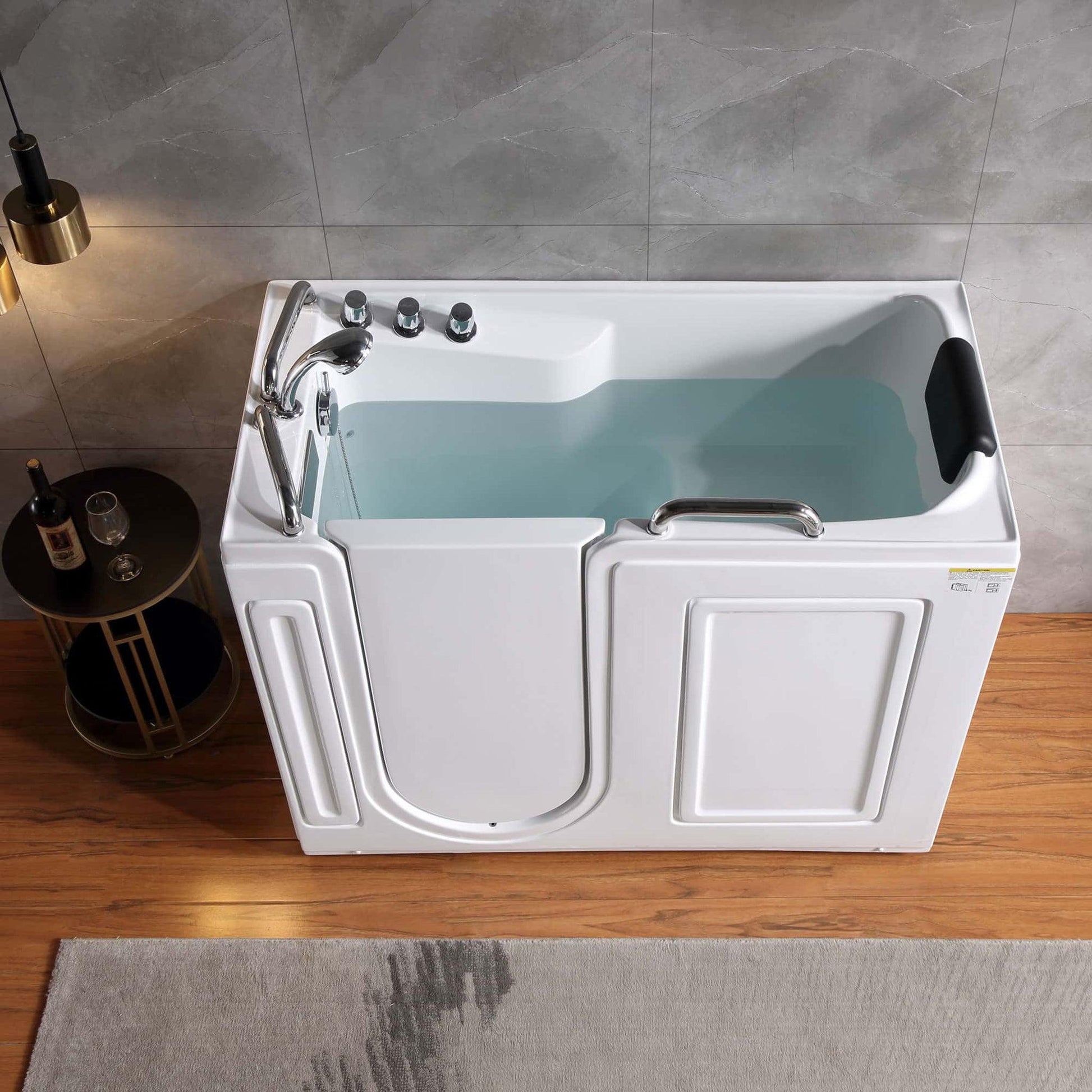 Empava 53" Freestanding Walk-in Soaking Bathtub With Left Drain