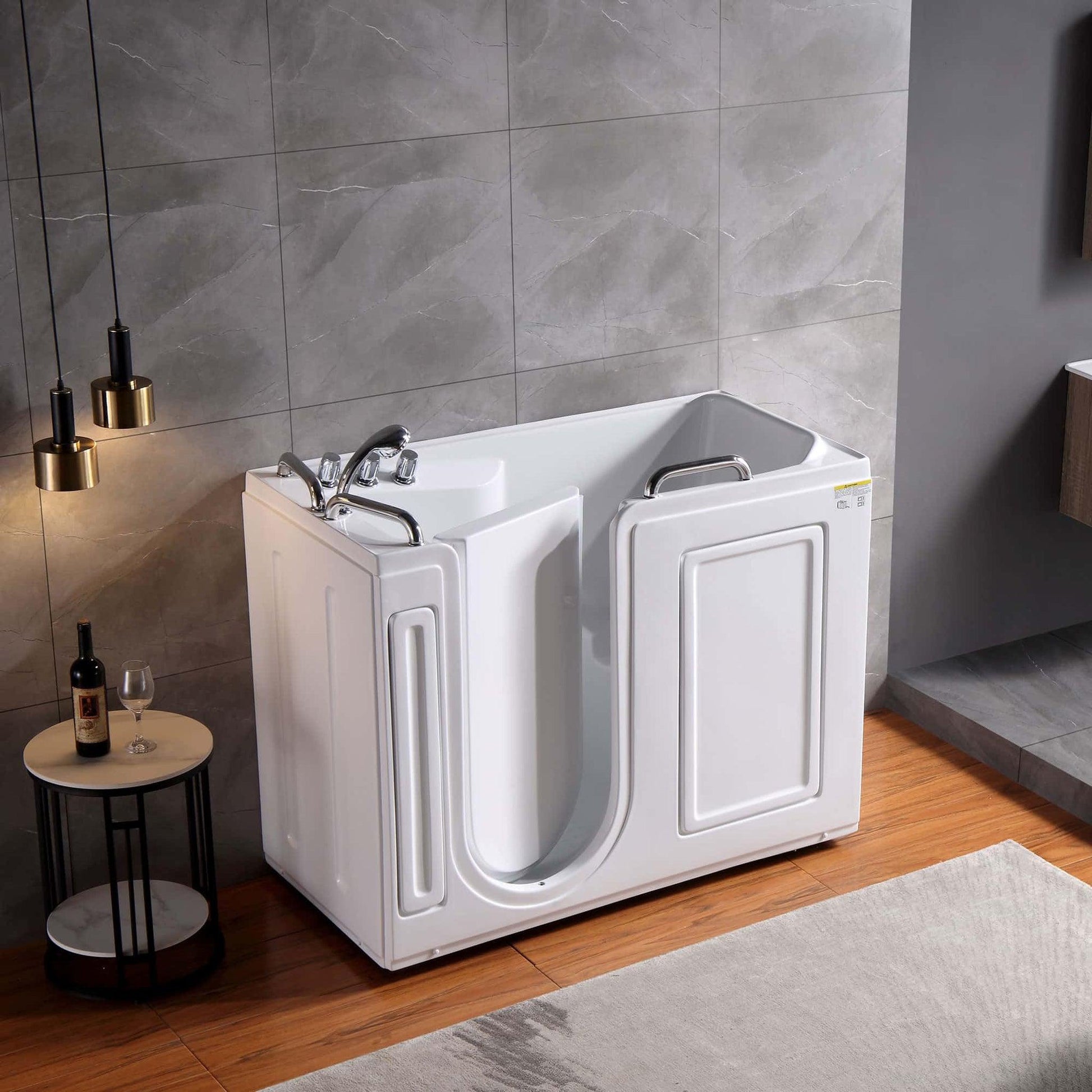 Empava 53" Freestanding Walk-in Soaking Bathtub With Left Drain