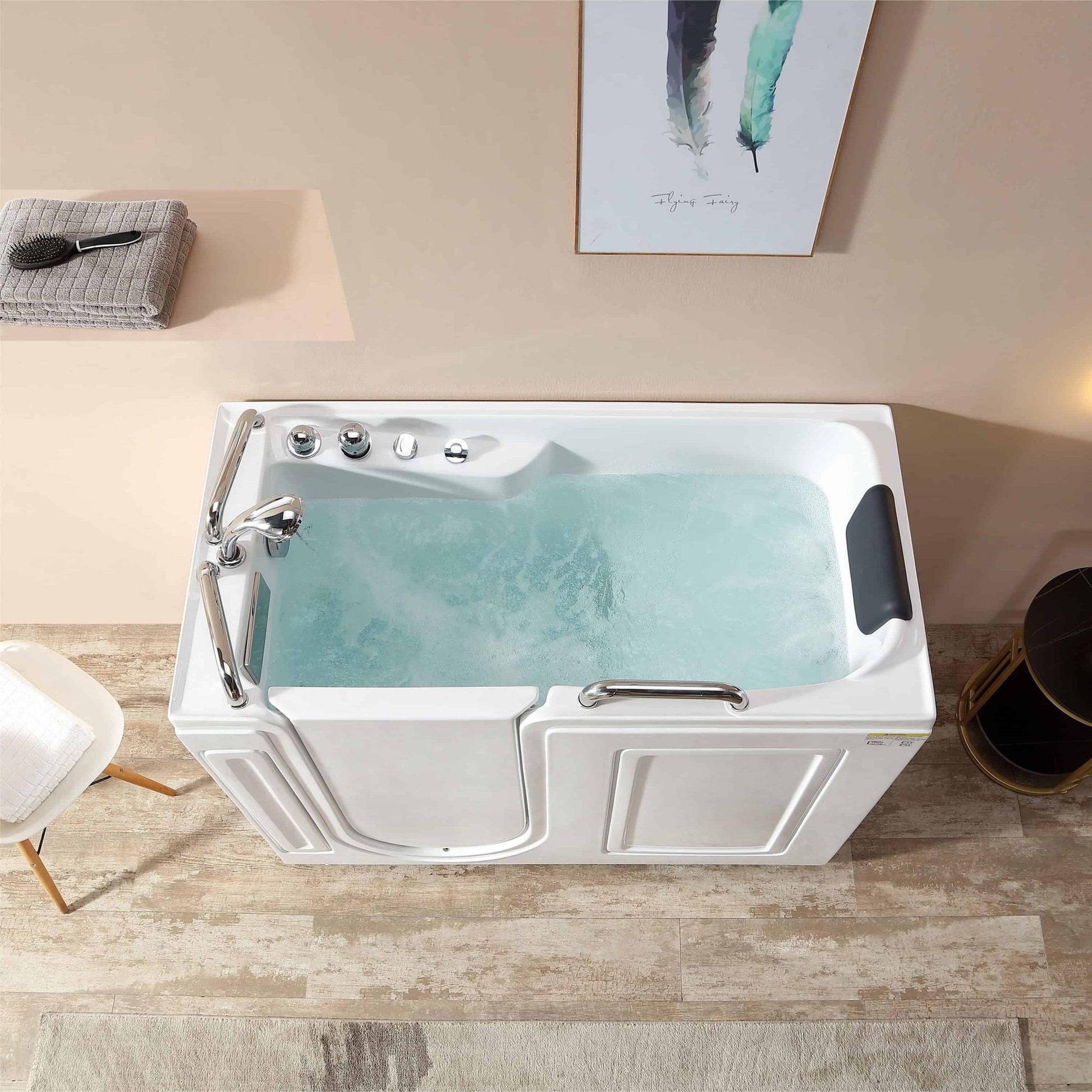 Empava 53" Freestanding Walk-in Whirlpool Bathtub With Left Drain