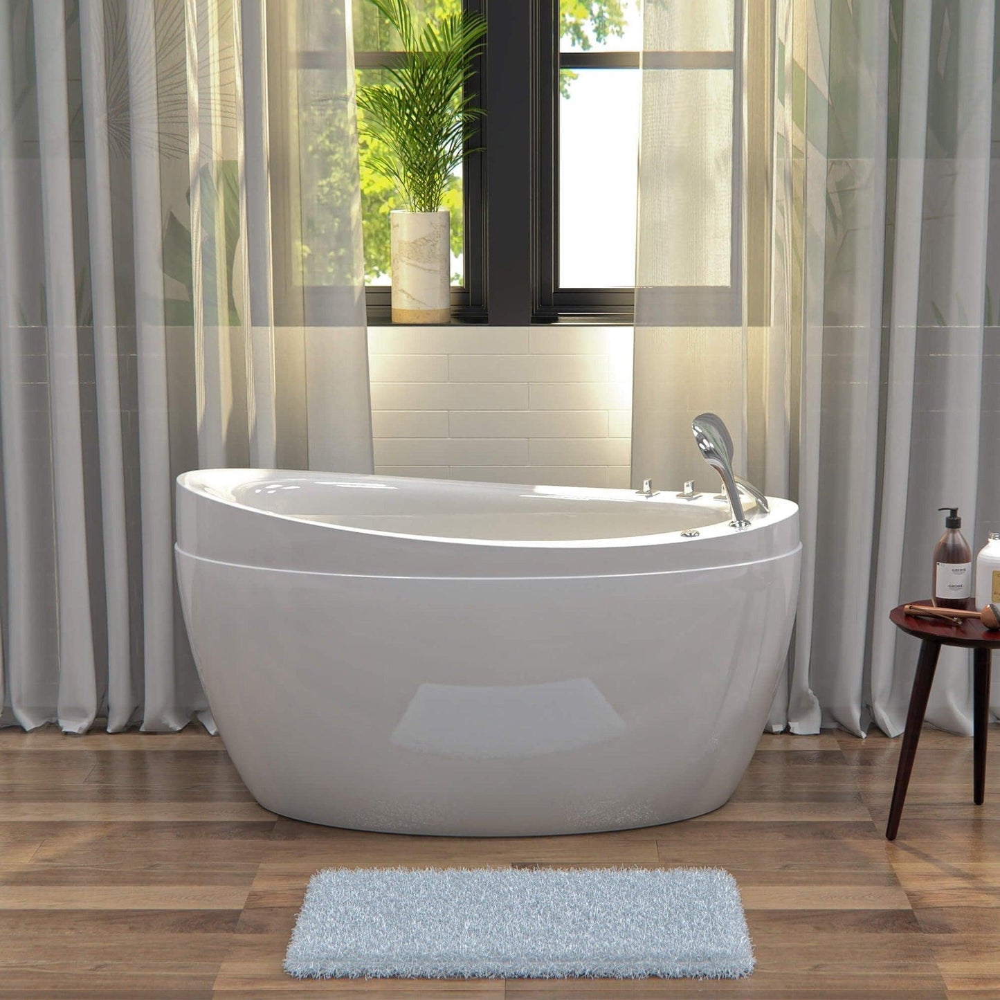 Empava 59" Freestanding Air Massage Japanese-Style Bathtub With Reversible Drain