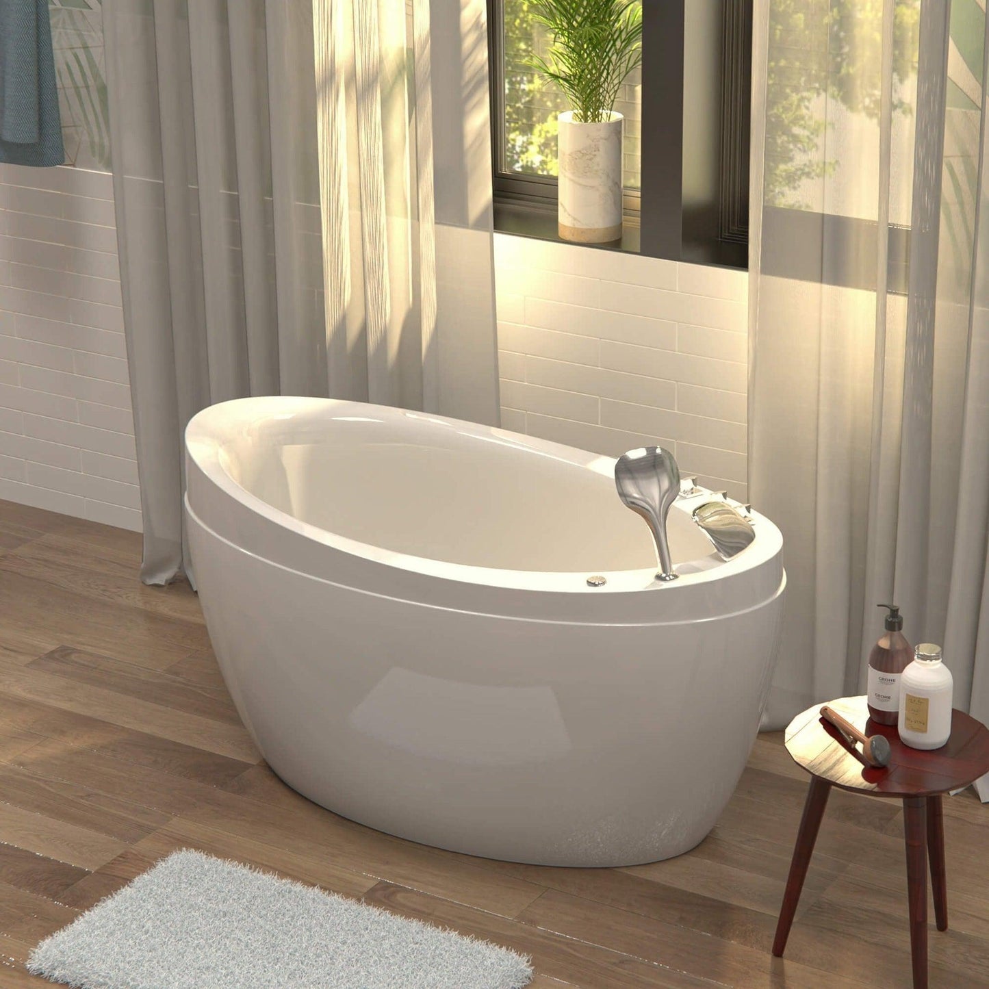Empava 59" Freestanding Air Massage Japanese-Style Bathtub With Reversible Drain