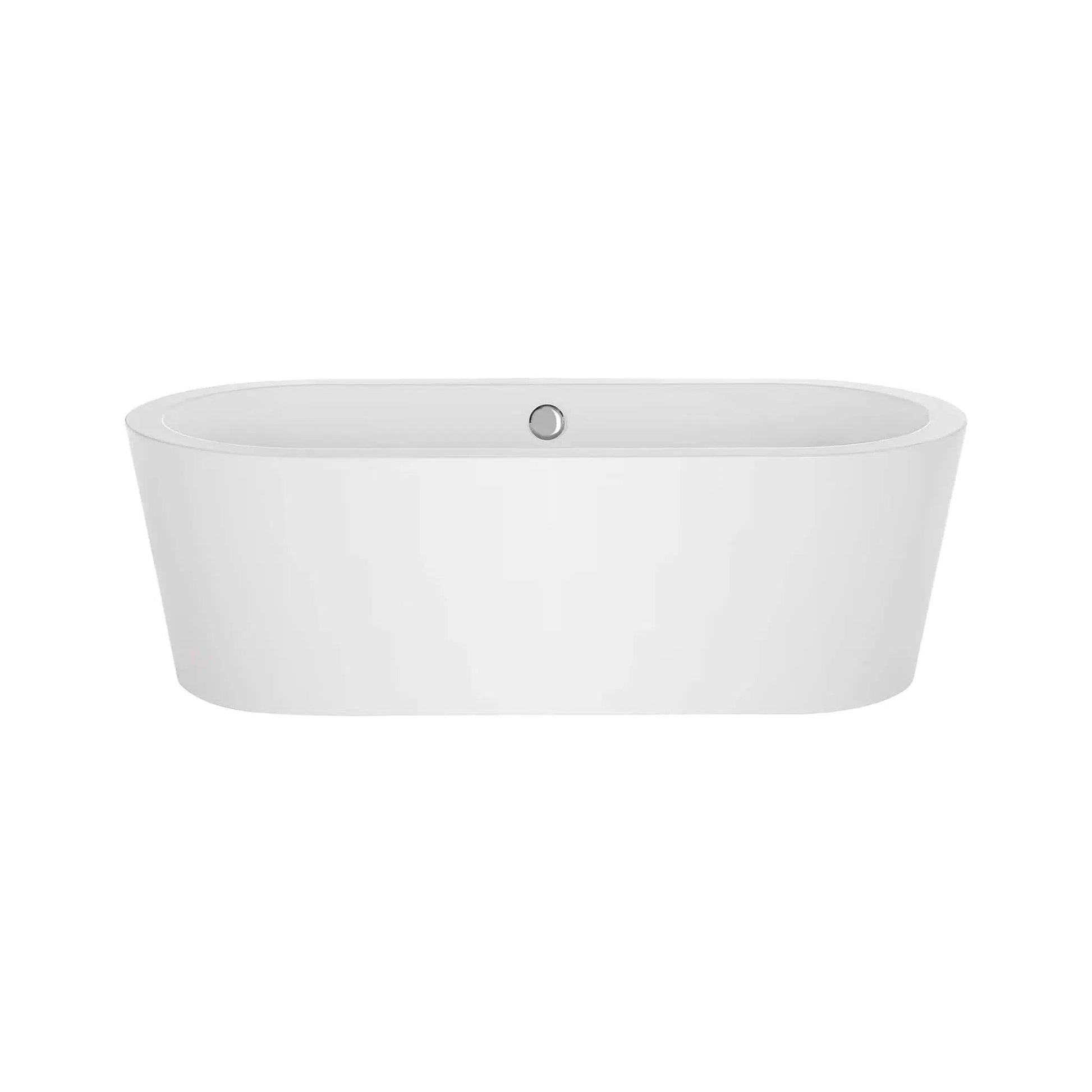 Empava 59" Glossy White Freestanding Oval Soaking Bathtub With Center Drain