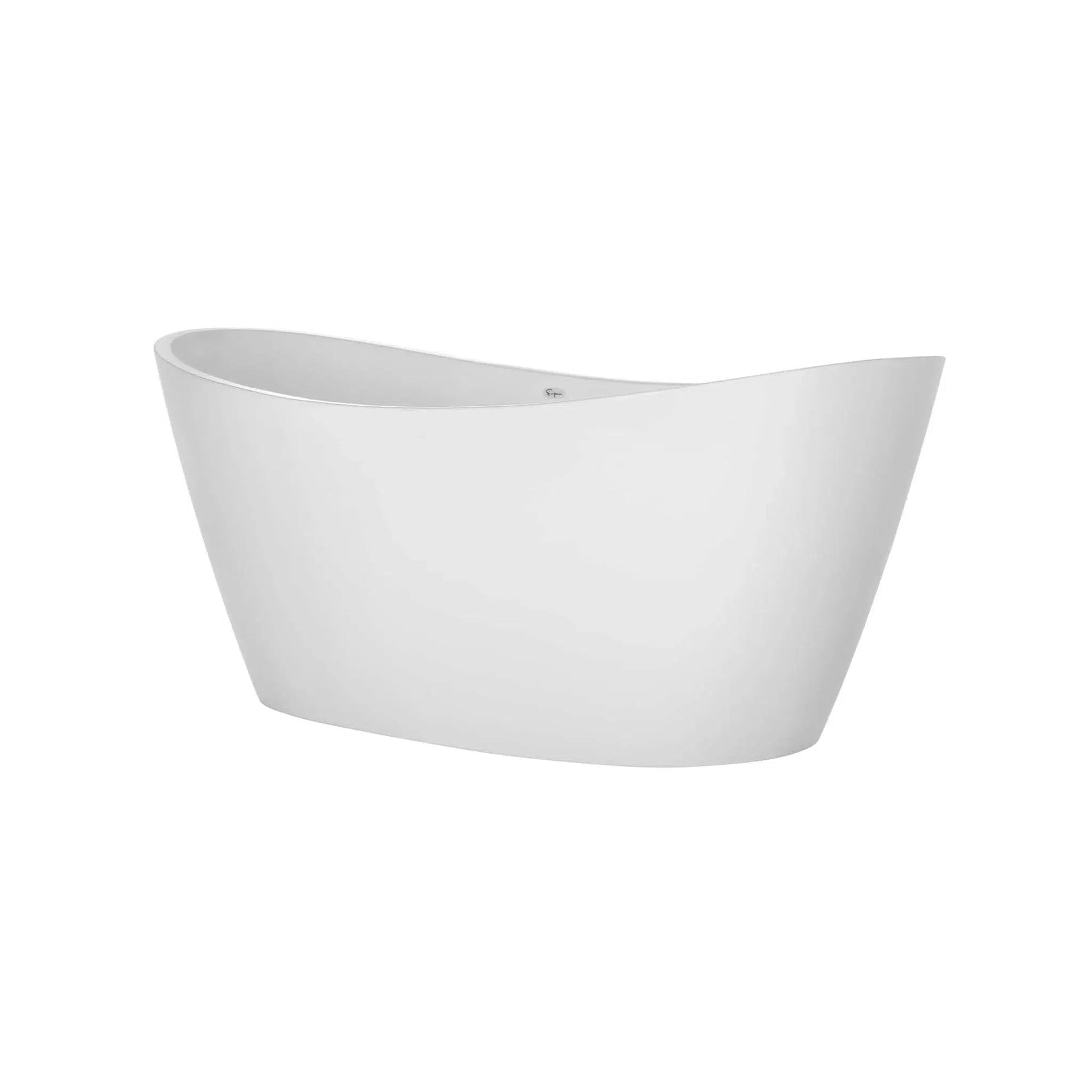 Empava 59" Glossy White Freestanding Oval Soaking Bathtub With Center Drain