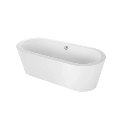 Empava 59" Glossy White Freestanding Oval Soaking Bathtub With Center Drain