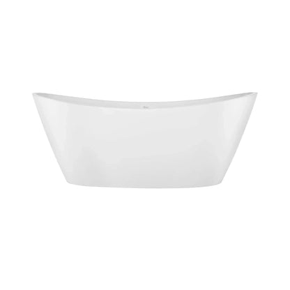 Empava 59" Glossy White Freestanding Oval Soaking Bathtub With Center Drain